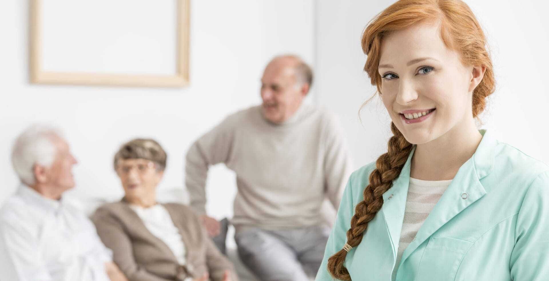 caregiver with residents